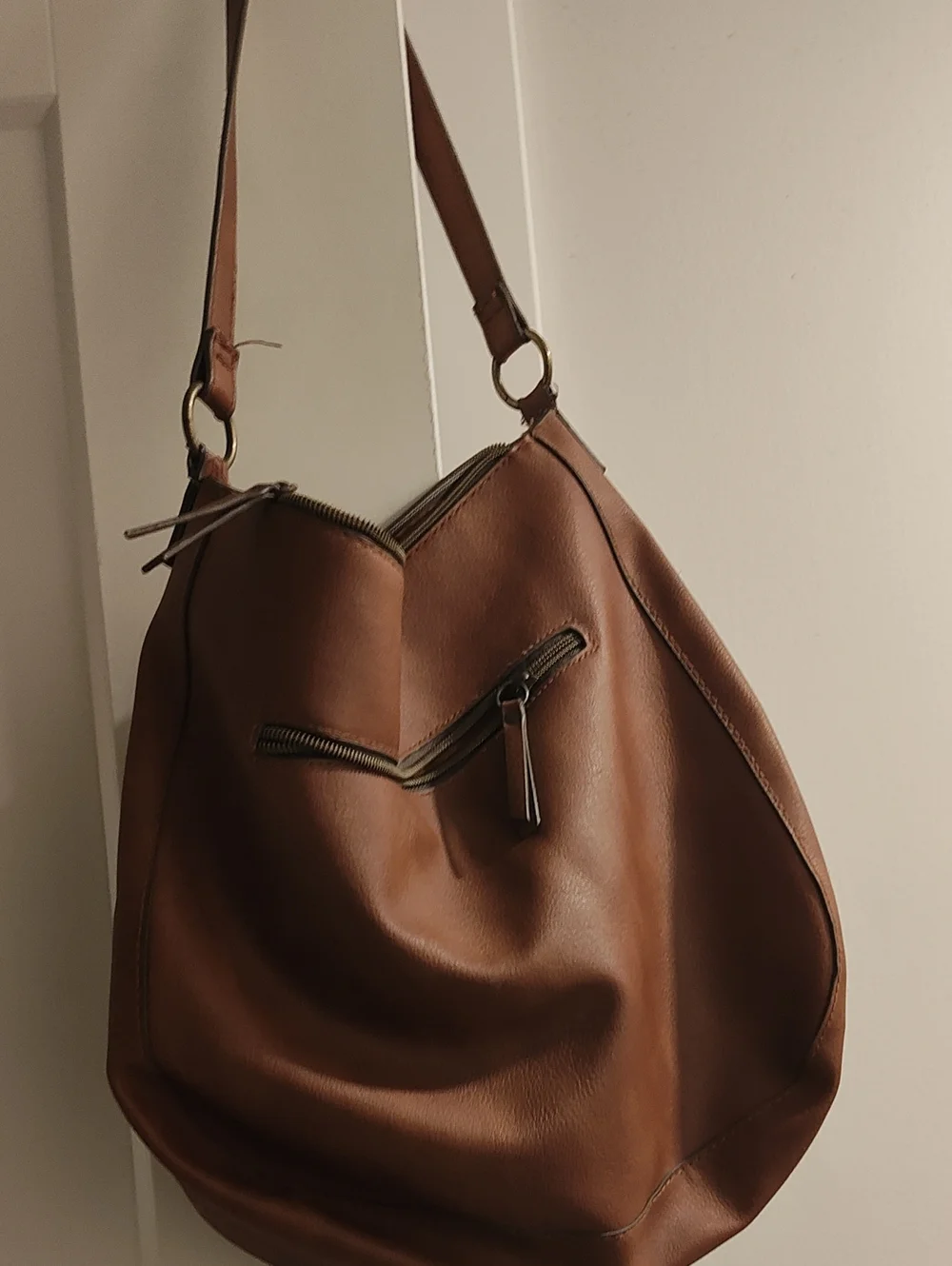 Brown Leather Hobo Shoulder Bag - Unbranded